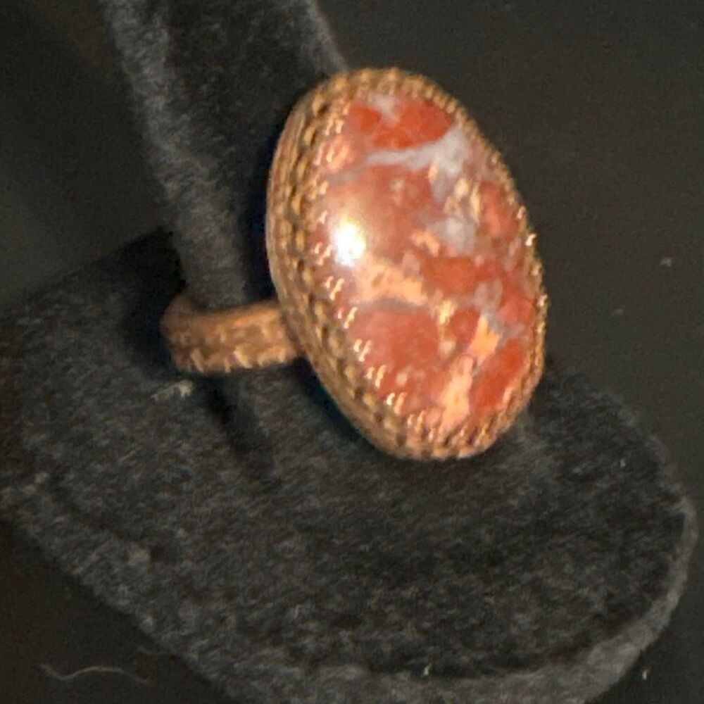 Agate and Copper Ring, Natural Stone, size 8, Handmade, Artisan, Statement Ring